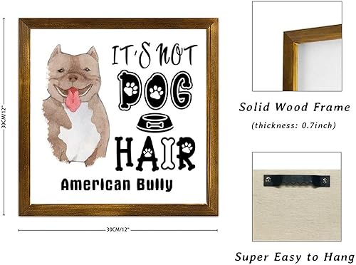 Vista 63 de Letrero de madera con texto en inglés «It's Not Dog Hair» («It's Not Dog Hair» American Bully Dog Dog), regalo decorativo para la pared del hogar