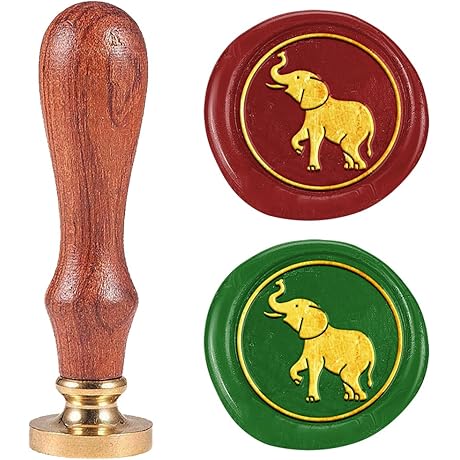 Retro Elephant Sealing Wax Stamp Removable Brass Head with Wooden Handle