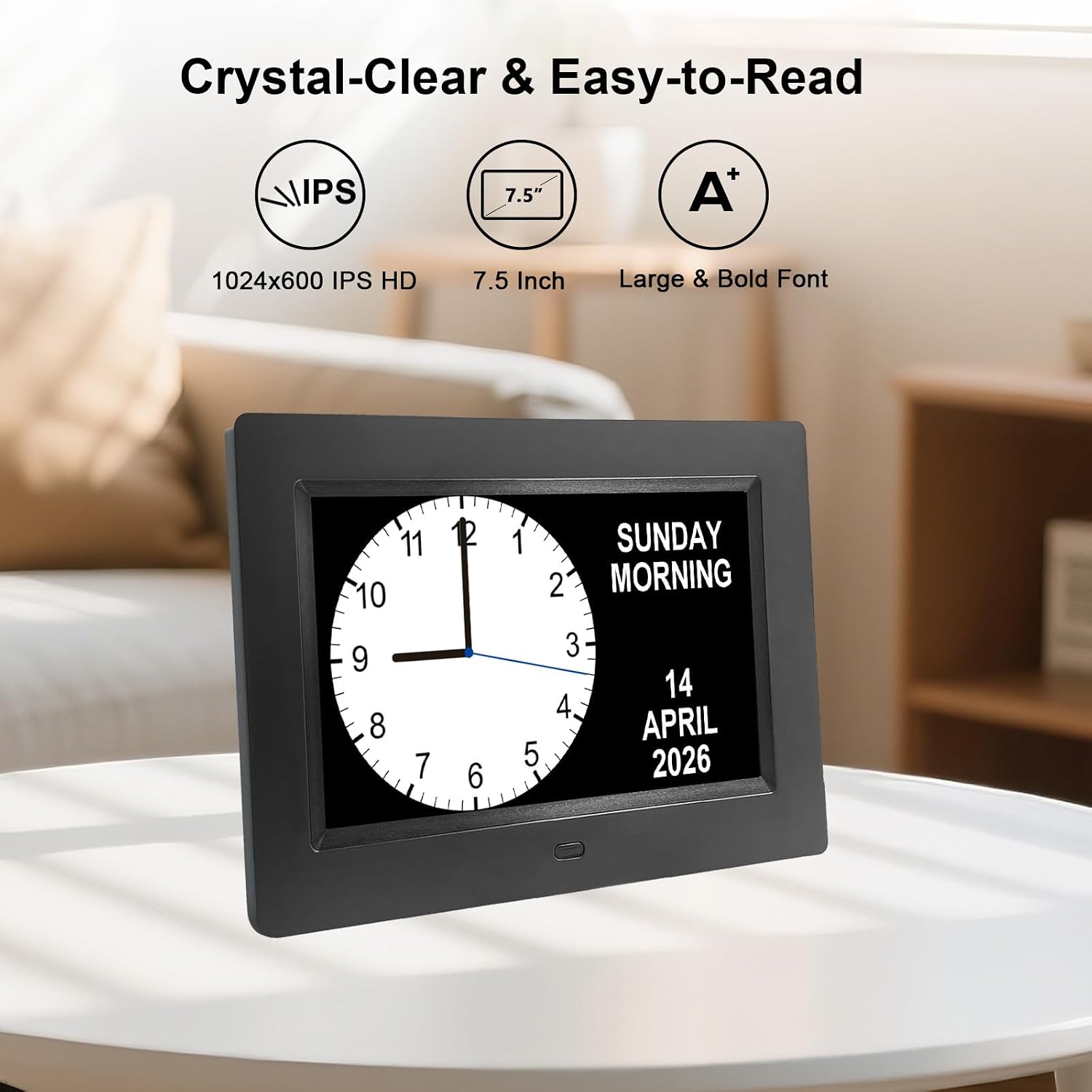 Digital Calendar Alarm Day Clock for Senior, Dementia Clock with HD Screen, Remote Control, Adjustable Brightness, Multiple Alarm Options, Alarm Clock Ideal for Alzheimers & Memory Loss