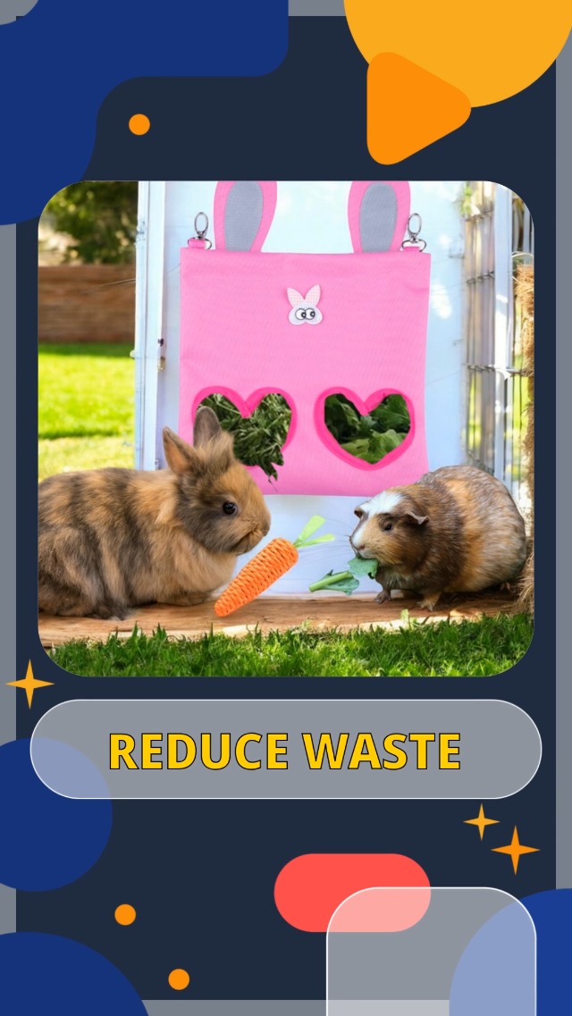 Hanging Rabbit Hay Feeder Bag with Chew Toys Set, Guinea Pig Hay Feeder, Bunny Feeders Holder Storage for Small Pets Bunnies Chinchilla Guinea Pigs Hamster Rats (Pink) - image 7