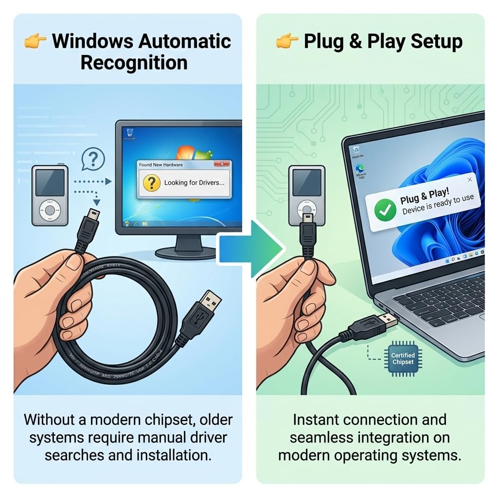 USB to Mini USB Console Cable FT232RL Chip, for Brocade Switch Configuration, RS232 Serial Adapter 1.5M Plug and Play