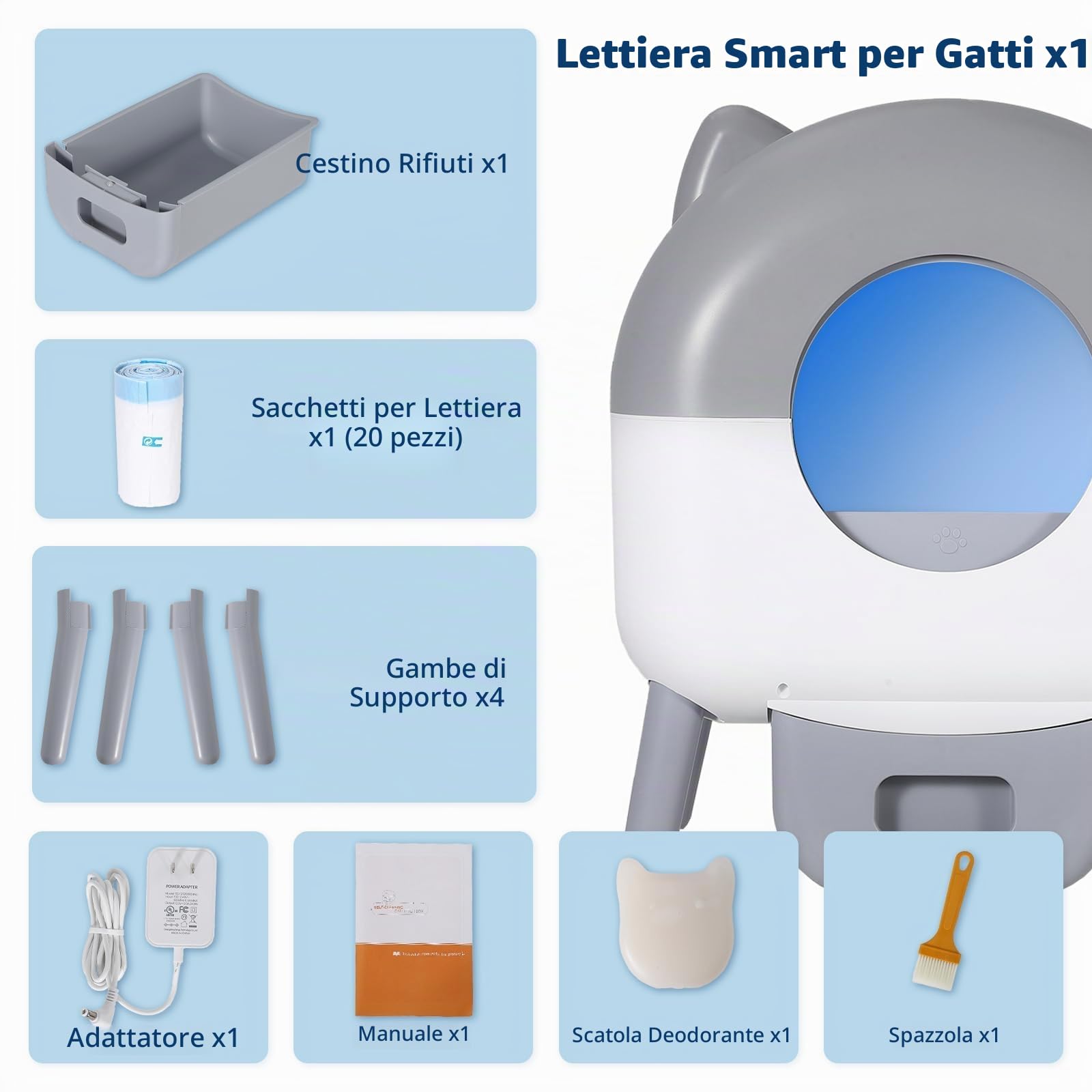 Lettiera Gatto Autopulente Con APP, Lettiera Automatica Per Gatti, Capacità Massima 79 L, Lettiera Con Triplo Sensore Di Sicurezza, Ampio Spazio,Adatta a Famiglie Con Più Gatti