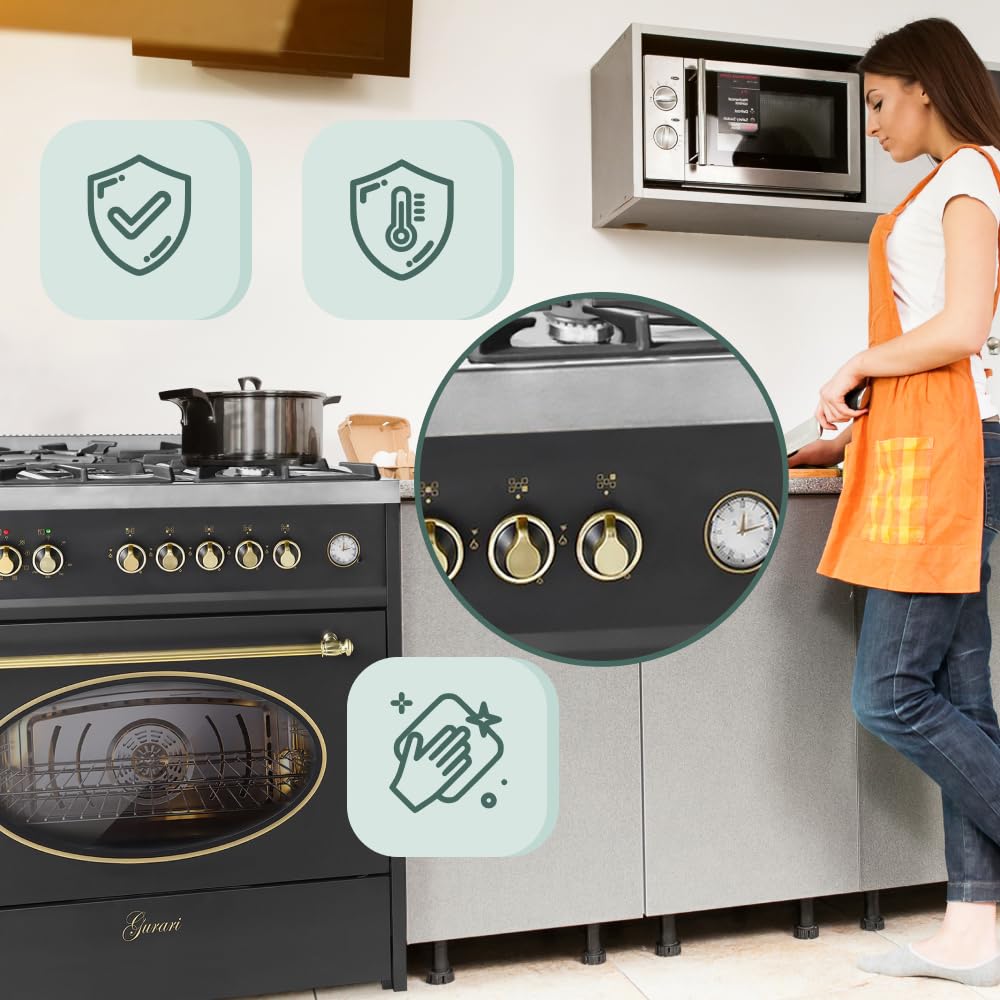 GURARI Cuisinière à gaz GCH E 914 BL r, Rétro à gaz Electrique 90 cm/Nostalgie Range Coocker / 121L / 8 fonctions/Air chaud/barbecue / 5 brûleurs de haute qualité / 4 kw WOK/gaz naturel/gaz propane
