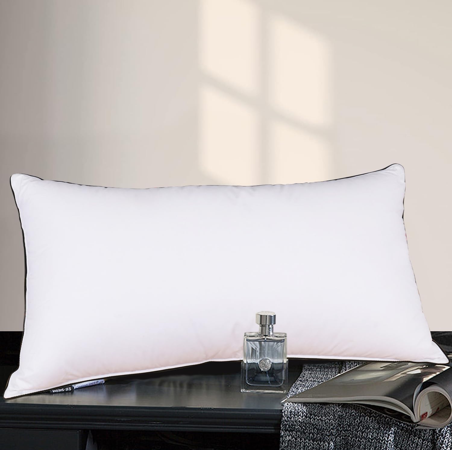 HYVIF Luxury All Hungarian Goose Down Pillows King Size,Soft and Support Down Bed Pillow for Back,Side,Stomach Sleepers,480 Thread Count Cotton Shell,King Size Soft Pillow 1 Pack 20"x36"