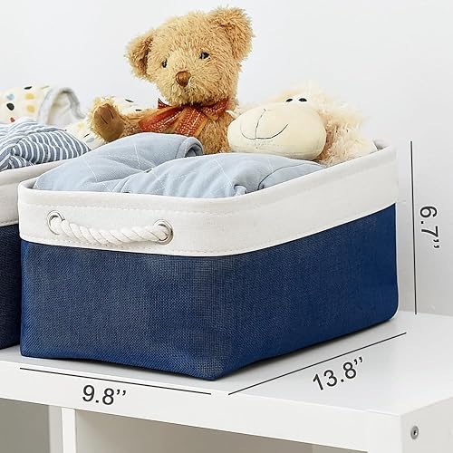 Miniatura 5 de TheWarmHome - Canasta de tela plegable con cuerdas para almacenar y organizar estantes, ropa, juguetes o armario, ideal regalo, mediana, 14 x 10 x 7