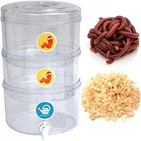 Composteira Ecopedagógica Transparente, 12L, 3 Compartimentos com Minhocas e Serragem, Sistema Educativo de Compostagem, 26,5x37cm