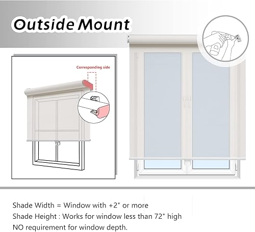 Miniatura 6 de AOSKY Persianas enrollables sin cordones para ventanas que filtran la luz, pantalla solar con 5% de apertura, persianas enrollables