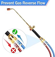 Vista 5 de Welspo Juego de pararrayos Flashback de acetileno de oxígeno 9/16-18 hilos para antorcha