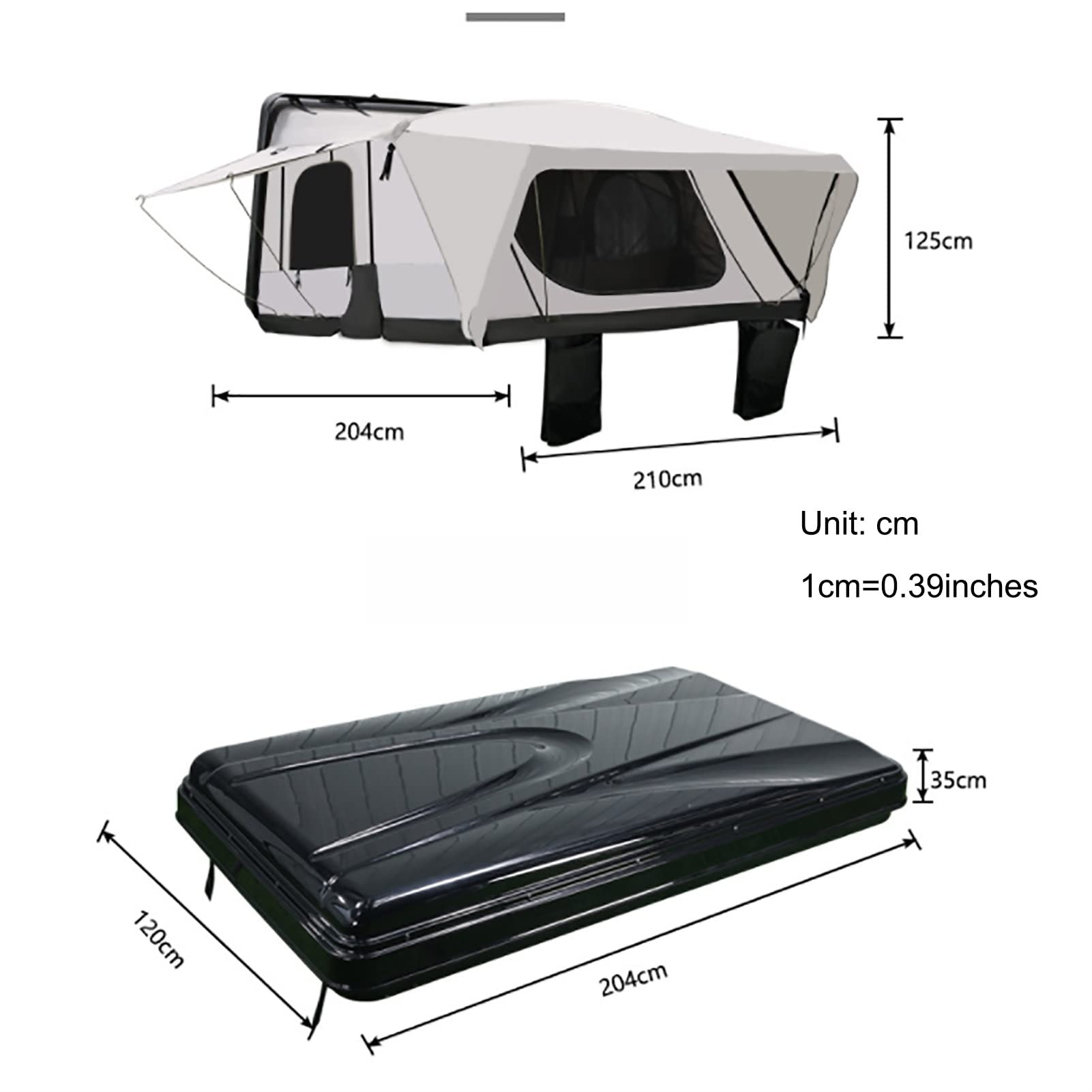 Tentes de Toit pour Camping Grand Espace adaptées pour 3 à 4 Personnes, Tente de Toit de Camping Camion SUV avec échelle et lumière Solaire de Secours, Voitures camions SUV Camping Voyage Mobile
