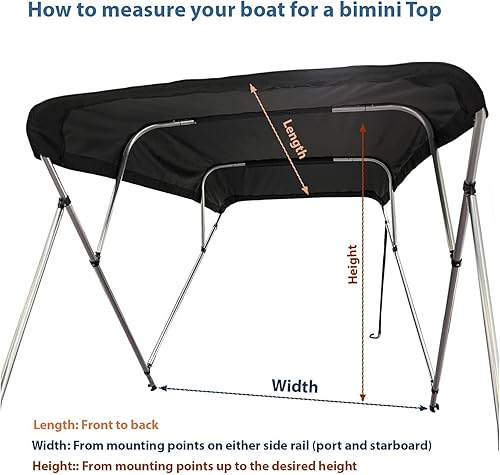 Miniatura 7 de SavvyCraft Cubierta superior para barco Bimini de 4 arcos, color borgoña, 4 arcos de 96 pulgadas de largo, 54 pulgadas de alto, 61 a 66 pulgadas de