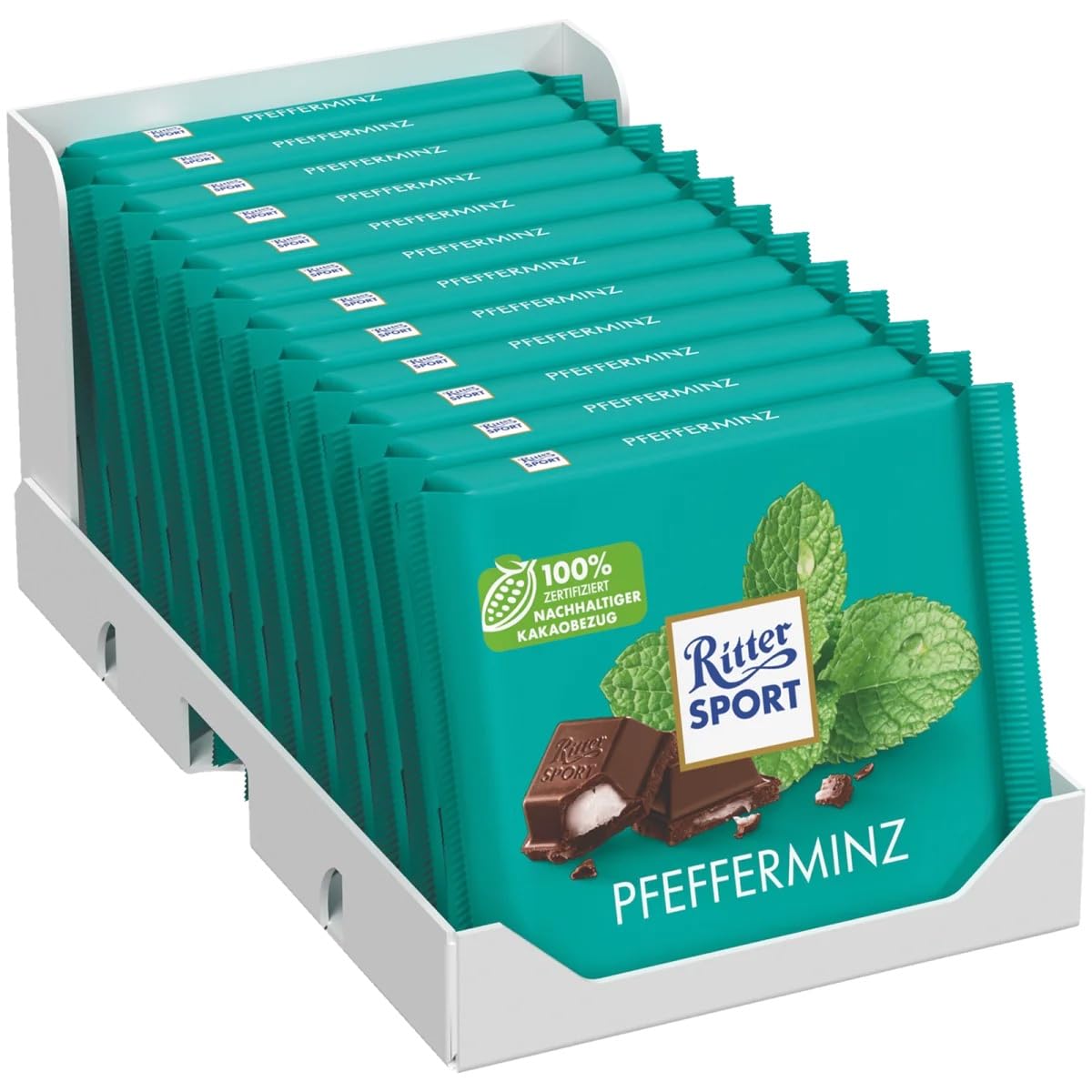 Ritter Sport Pfefferminz – Pfefferminzgefüllte dunkle Schokolade