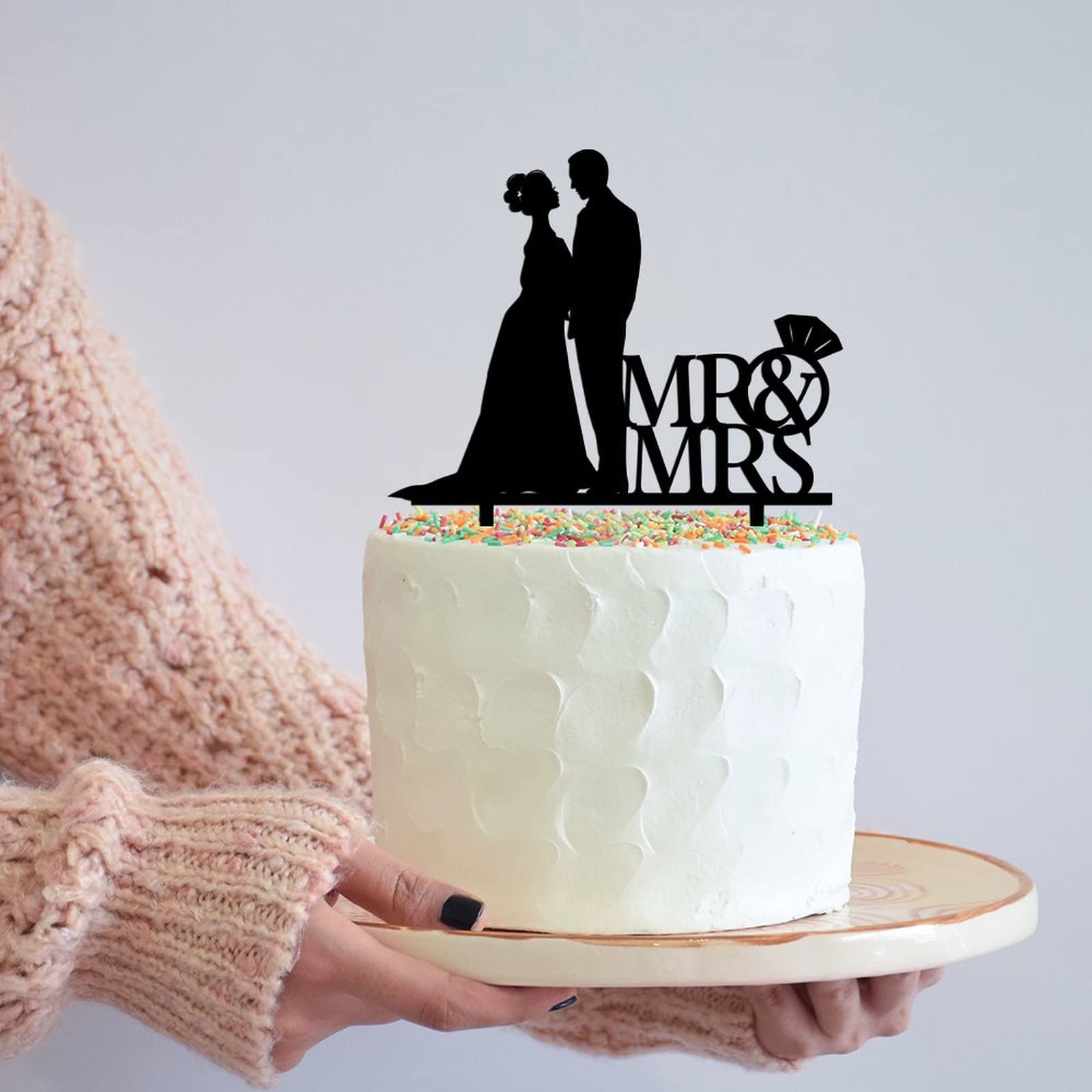 Acryl Kuchenaufsatz 'Mr & Mrs' - Goldene Hochzeits-Deko Für Torte, Verlobung & Jahrestag