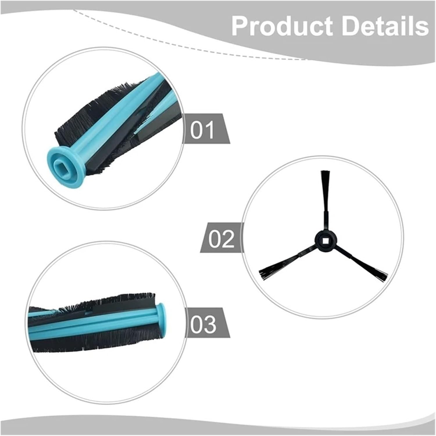 Robot Vacuum Cleaner Roller Brush, Compatible for Airrobo, T9/ L35 Main Side Roller Brush Replacement Parts