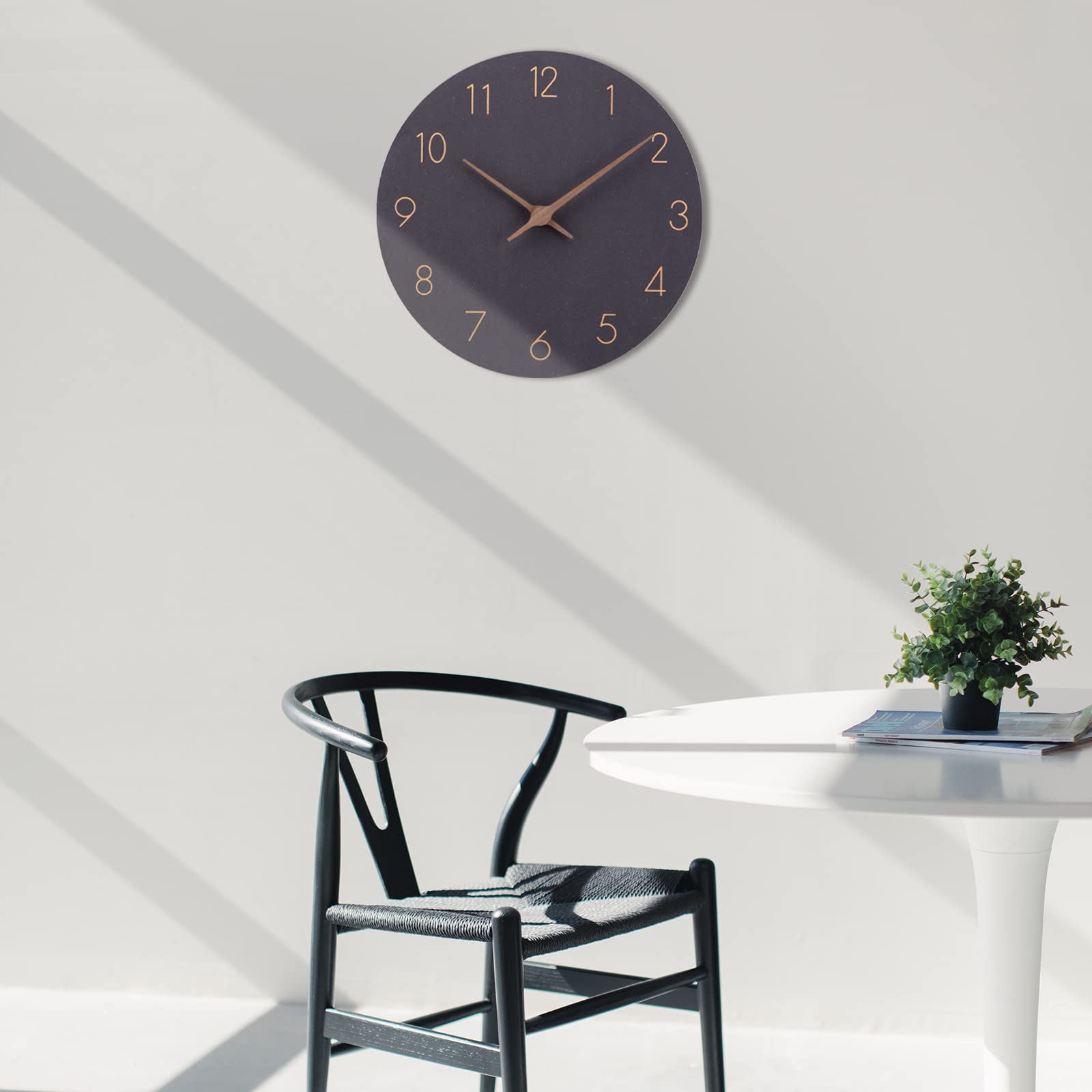 ACCSHINE Horloge Murale en Bois MDF Silencieux 30 cm Quartz Moderne Noir