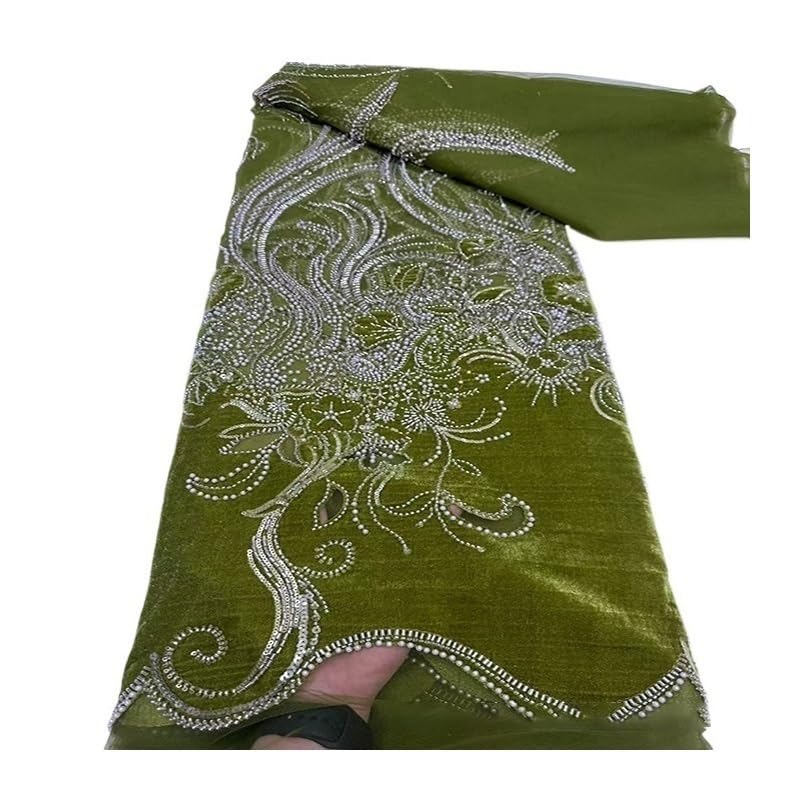 Tissu en épissée de velours broderie paillettes pour robe de mariée