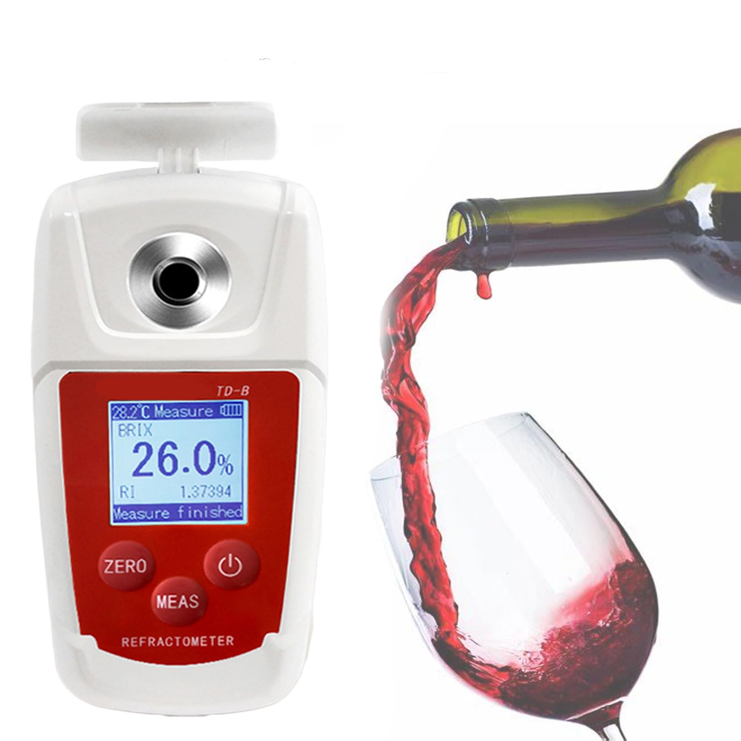 JOSBY Refractómetro Brix Digital de precisión al 0,1%, medidor de azúcar de Frutas de Alto Rango 0-93% con ATC, compensación automática de Temperatura e Impermeable, para Mermelada, melaza