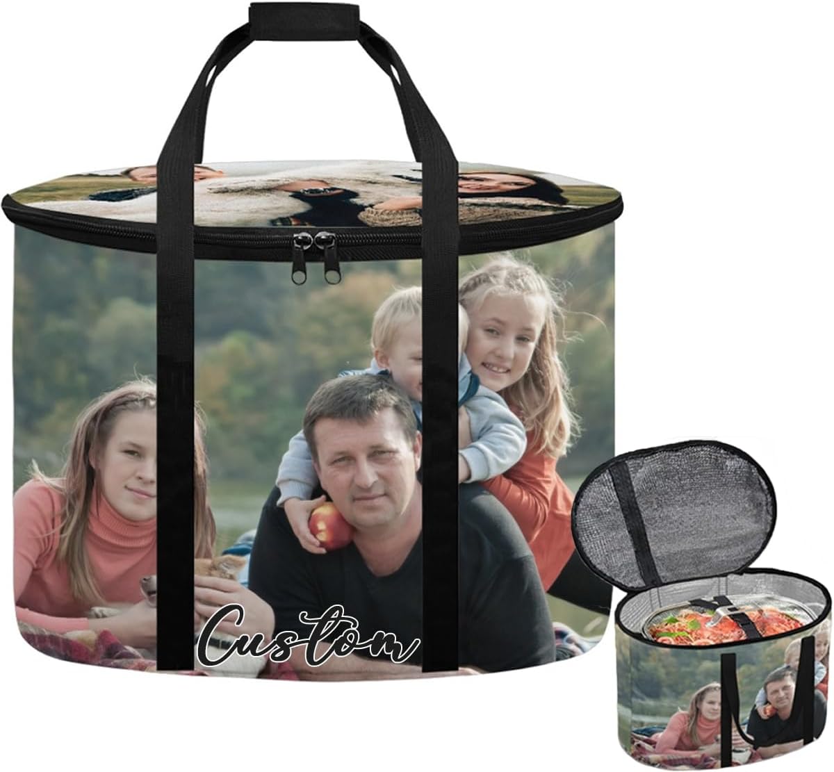 Custom Slow Cooker Travel Tote Bag, Personalized Insulated Carrier Case, Internal Buckle Holds 4 5 6 7 8 Quart Crock Pots in Place, Portable Pot Bags Reinforced Handles for Outdoor Camp Picnic