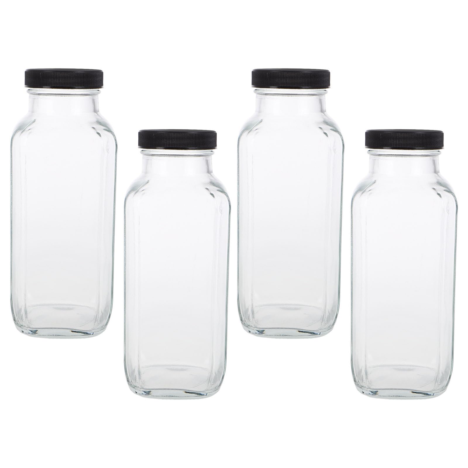 Botellas de Vidrio Cuadradas Portátiles 500ml, 4 Piezas