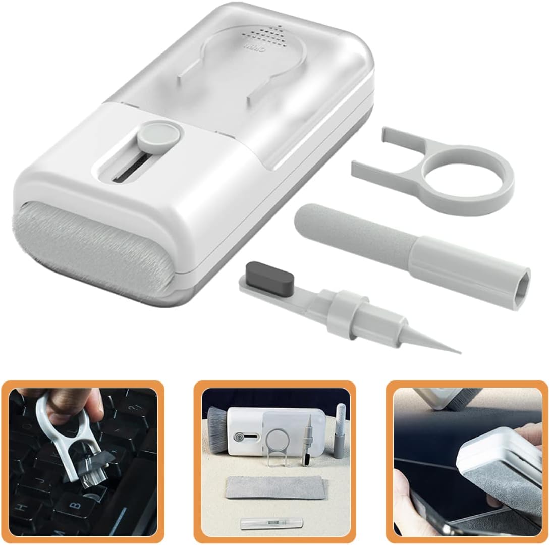 1set Multifunctional Earphone Cleaner Kit Includes Keycap Puller Soft Brush for Deep Cleaning Electronic Devices Headphones Keyboards and Laptops Professional Practical Cleaning