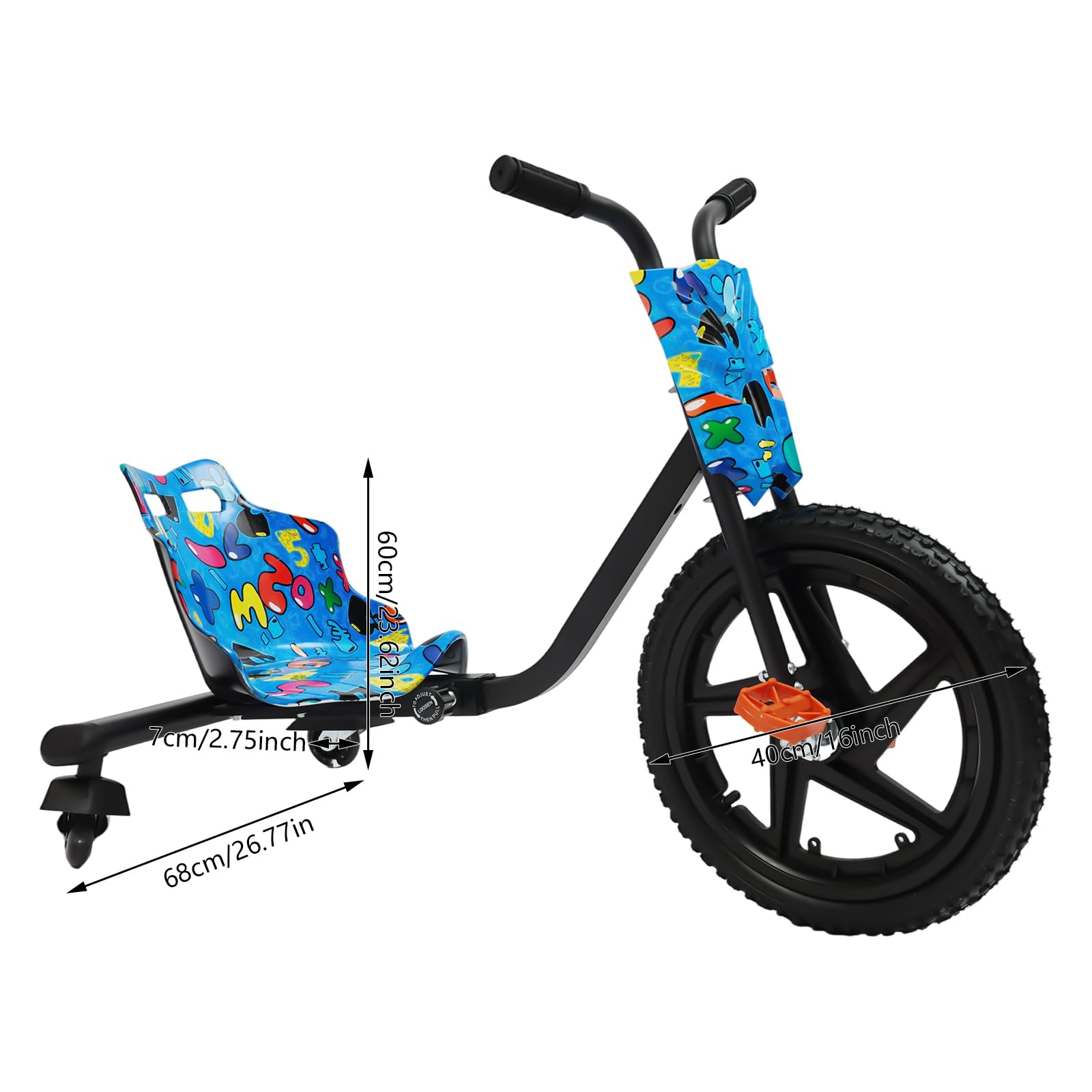 Triciclo infantil Drift Trike, triciclo para niños, estable vehículo al aire libre con ruedas traseras LED, asiento ajustable de 4 niveles, para jardín, parque, escuela, diseño ergonómico