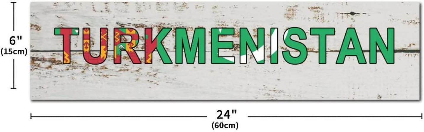 Madcolitote Rustic Turkmenistan Wood Signs Turkmenistan Flag Street Custom Signs Outdoor Metal Vintage Country Patriotic Decor Wood Plaque Country Souvenir Wall Art Wall Decor GuanWg-0407-