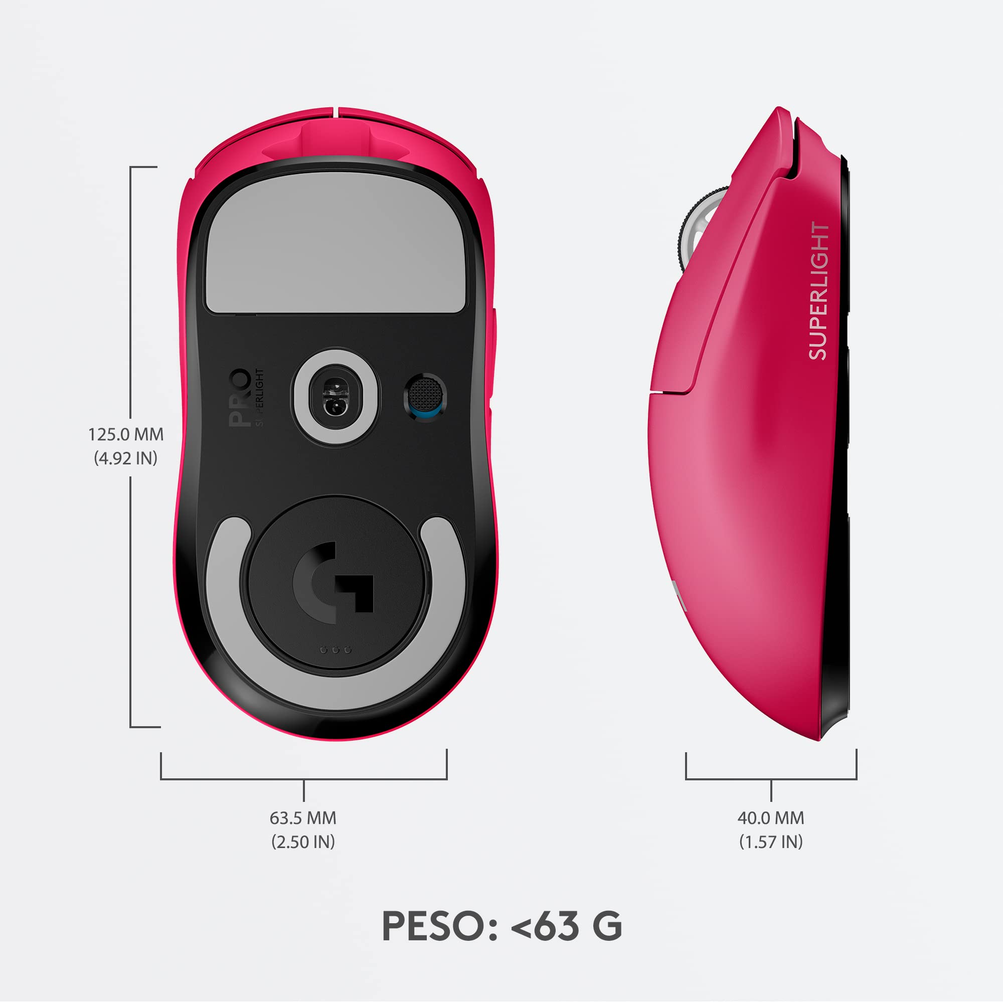 Logitech G Pro X Superlight Ratón inalámbico Gaming - Ligero 63g, Sensor Hero 25K, 25.600 dpi, 5 Botones programables, batería Larga duración, Memoria integrada, diseñado para Esport, PC/Mac