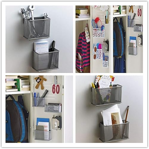 Miniatura 7 de Cestas magnéticas de almacenamiento para archivos, malla metálica, 4 piezas, 1 juego de bandeja de escritorio resistente, soporte para cartas de