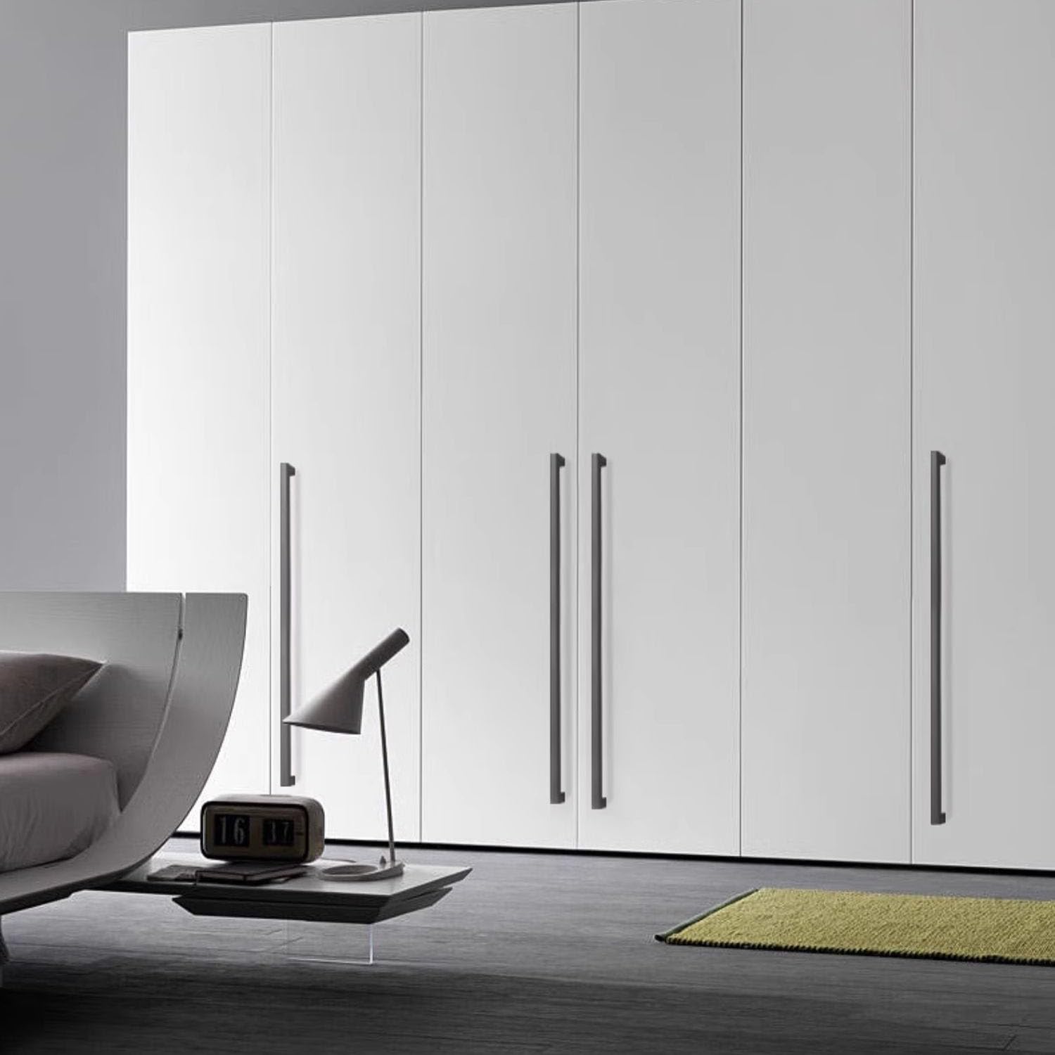 5 Pezzi Mobili Guardaroba Maniglie Armadio Grigio Lunghe Maniglie In Lega di Alluminio Maniglie Porta Armadio Tiri Cassetto Solido Tirare Pomelli con Viti per Cucina Bagno Camera da Letto ( 160mm)