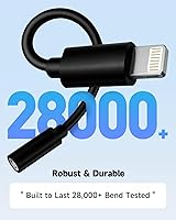 Vista 6 de Paquete de 1 adaptador Lightning a conector de auriculares de 0.138 in con certificación MFi de Apple para iPhone, adaptador auxiliar para iPhone