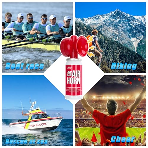Image of Air Horn 1.4oz 2pcs, Loud Mini Safety Boat Air Horn Can, Sports Event Starting Horn, Mini Small Compressed Blow Fog Bear Air, Celebrate Victory(2,Red)