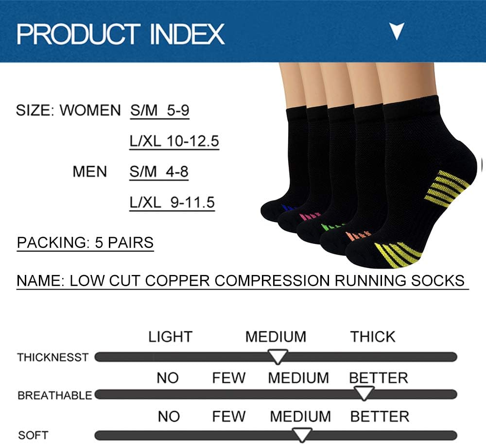 Iseasoo Copper Ankle Compression Socks - Low Cut Arch Support Socks for Men & Women, Running, Nurses, Plantar Fasciitis Socks - Image 6