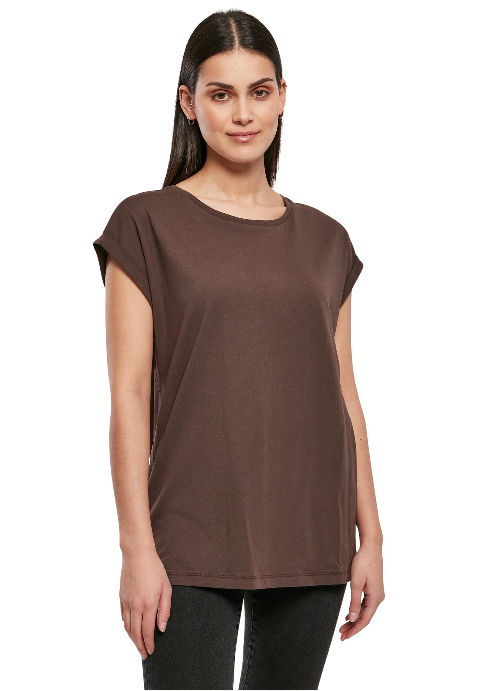 Urban Classics Women's Brown Organic Extended Shoulder Tee T-Shirt, 4XL