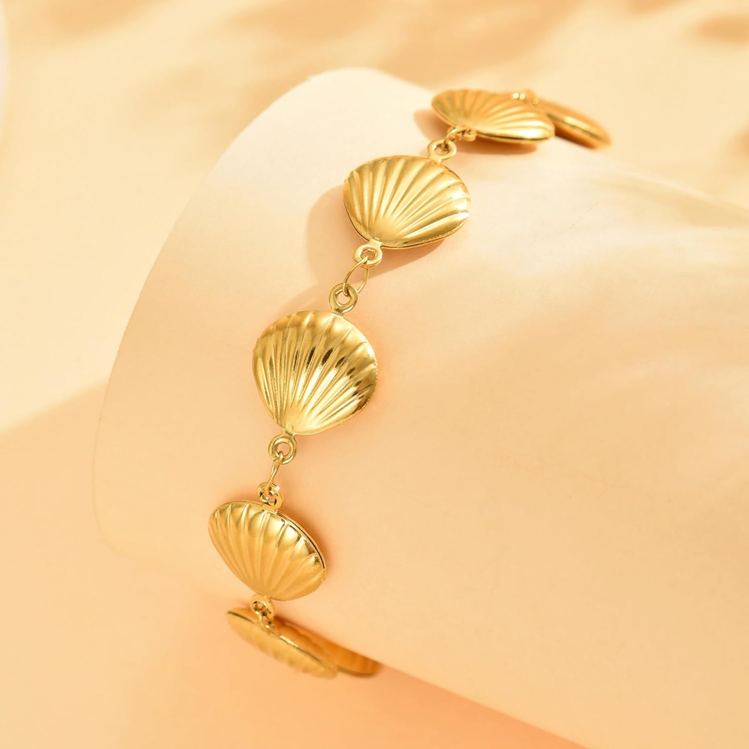 Gold Bracelets for Women 18K Gold Plated Shell Starfish Dolphin Star Bracelet Dainty Summer Beach Ocean Bracelet Trendy Boho Statement Adjustable Bracelets - Image 6