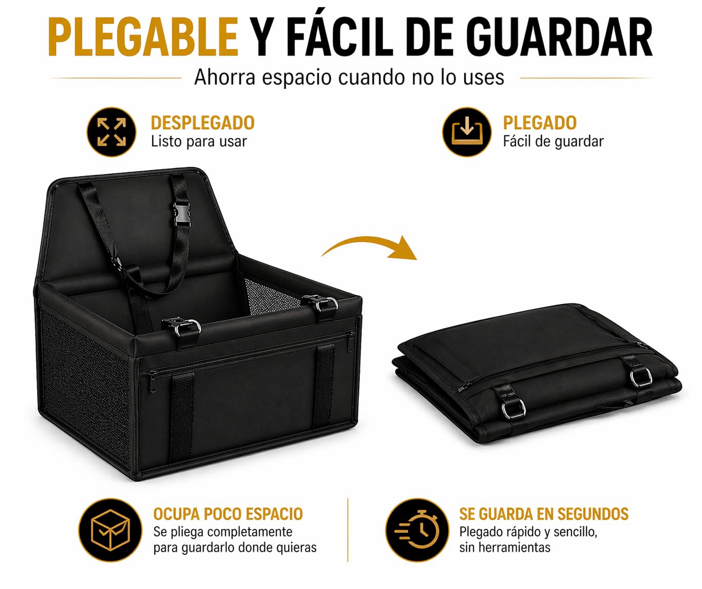 Asiento Perro Coche cómodo y Estable para Viajar sin Preocupaciones, transportín para Perros con Base rígida Antideslizante e Impermeable, Incluye Correa de sujeción, Apto también para Gatos