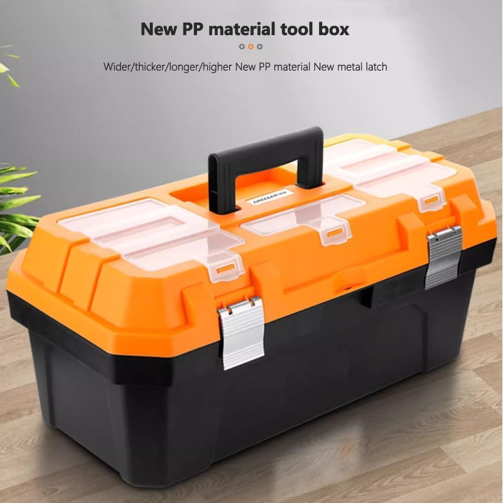 Tool Box, Tool Storage Organizer, Car Multi-layer Plastic Portable Multifunctional Repair Box Handle Tool Suitcase Tool Organiser(14 inch thickened tool box)