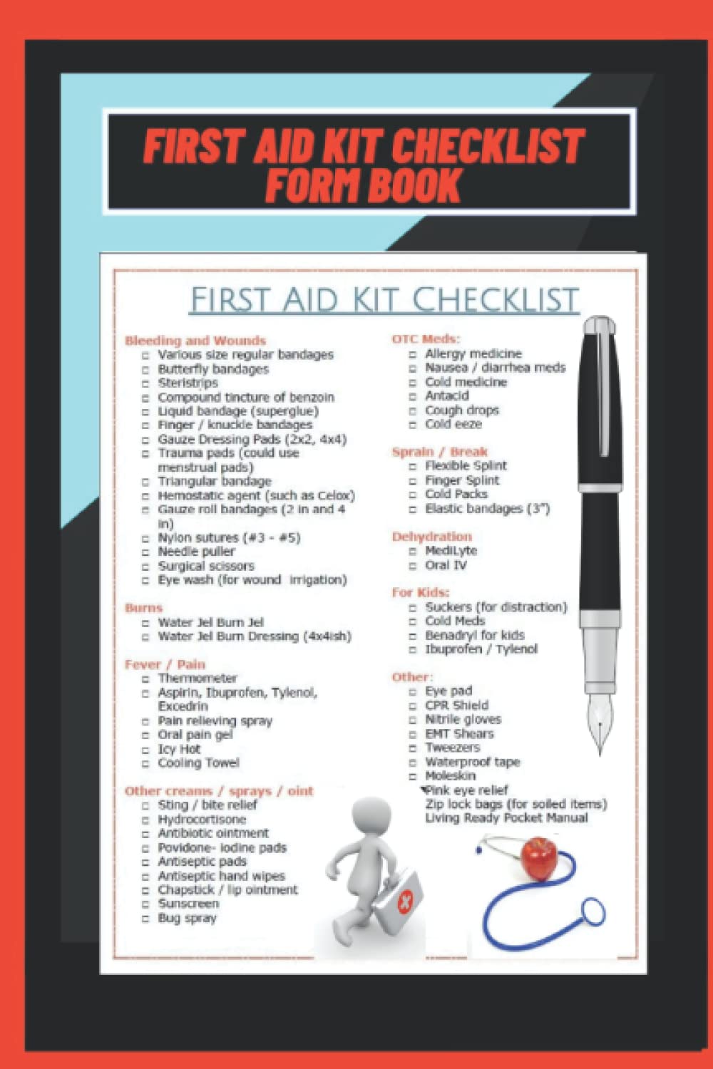 FIRST AID KIT CHECKLIST FORM BOOK FIRST AID KIT EMERGENCY FORM Amazon