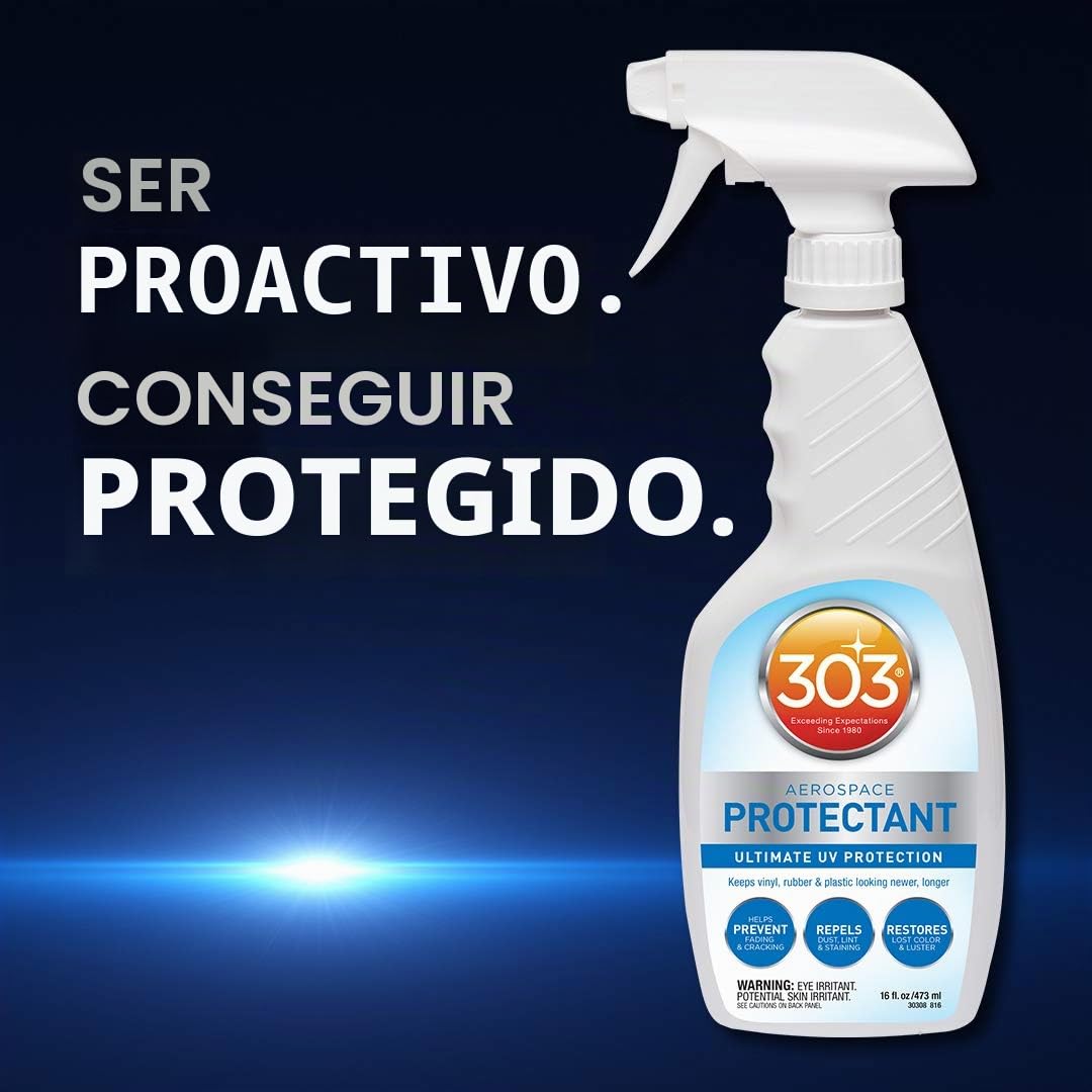 303 Aerospace Protectant 473 ml – Spray de protección UV para plástico, vinilo, goma y cuero – Acabado mate, protege contra la decoloración y la fragilidad + guantes de nitrilo gratis