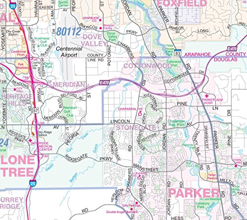 Greater Denver Detailed Region Wall Map W/Zip Codes Large 48"X70" #TOP5