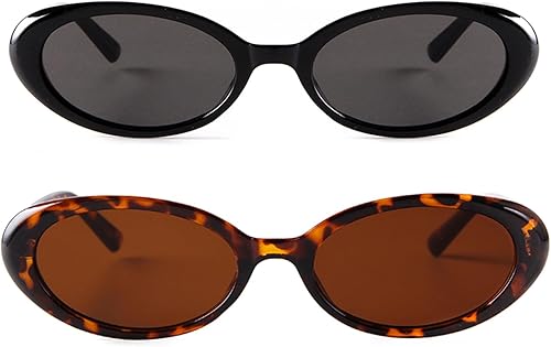 JUDOO Lentes de sol ovalados retro para mujeres y hombres, estilo vintage de los años 90, gafas ovaladas con protección UV400, gafas de sol para