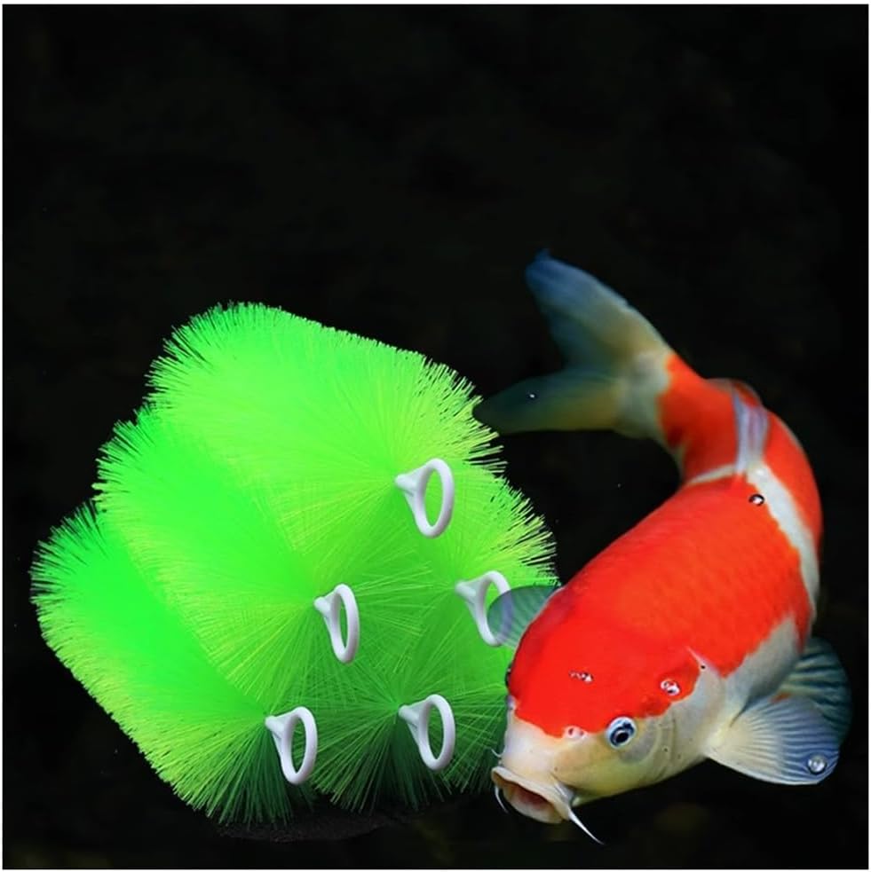 GZHERVICES Aquariuam Filter Brush, Pond Filter Brushes Pond Filtration Kit, Stainless Steel Long Cleaning Brush, Pond Skimmer Filter, for Koi Ponds, Water Gardens(Green-20pcss,60cm/23.62in)