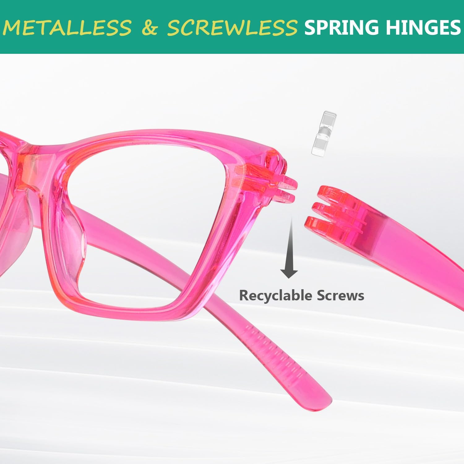 Eyekepper 6 Pack Metalless Blue Light Blocking Reading Glasses with Screwless Spring Hinges Cat Eye Computer Readers