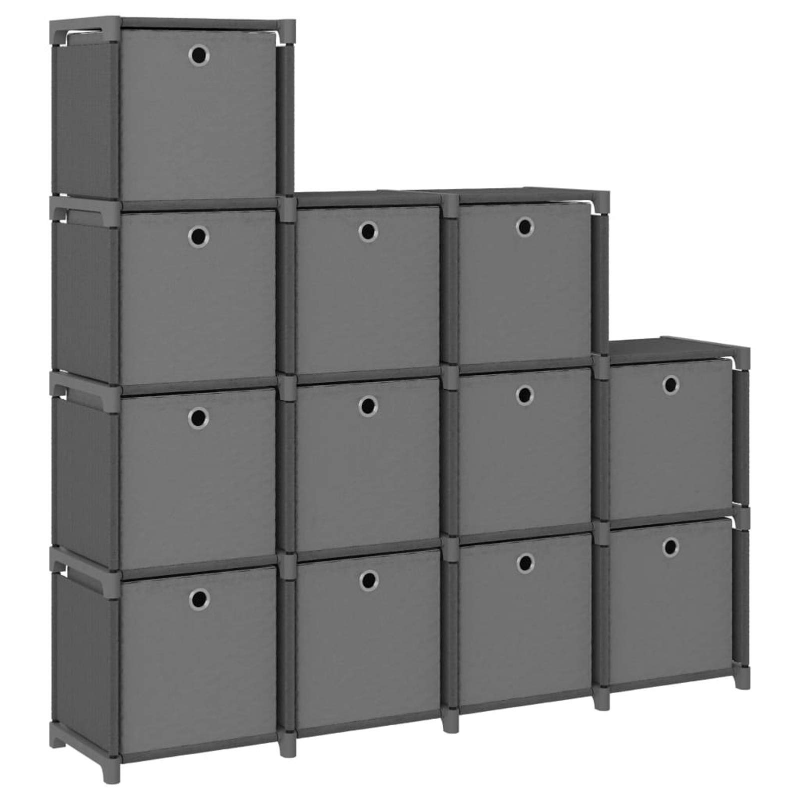 Estantería de 12 Cubos con Cajas Estante de Almacenamiento Armario Modular Estantería Modular Tela Gris 103x30x141 cm