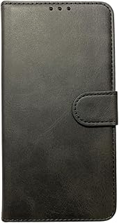 جراب جلد وش و ظهر بحافظه كروت قابل للطي بقفل مغناطيسي من محمولجي - M7molge جوده عاليه لموبايل infinix نوت 7 - لون اسود