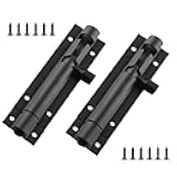 BokWin 2Pcs 3 Inch Door Latch Lock Slide Bolt, Solid Aluminium Thickened 1.3mm Door Barrel Bolts Latches, Security Sliding Latch Lock with 12 Screws (Matte Black Finished)