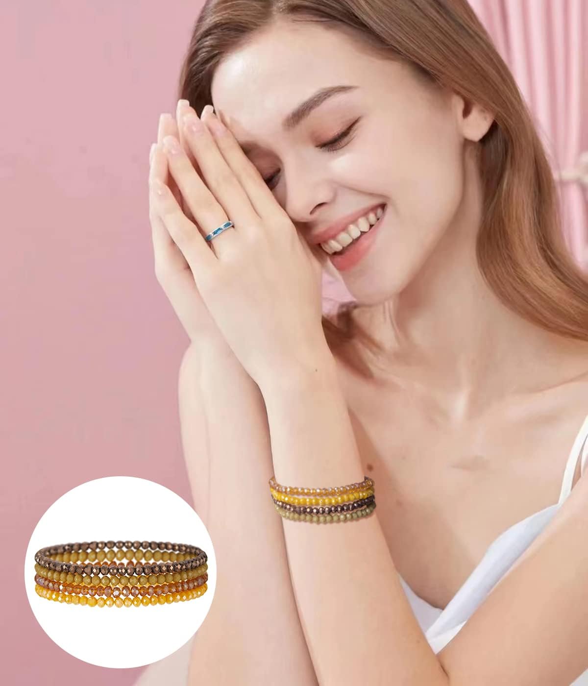 Noessla Beaded Boho Stretch Bracelet Colorful Stackable Crystal Beads Bracelets Trendy Costume Jewelry Mothers Day Gifts for Women - Image 4