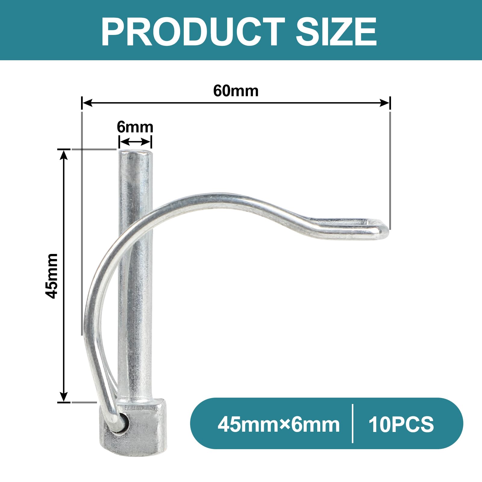 MIGUBIGU Folding Splint D Shape 6 x 45 mm Pipe Folding Pins with Snap Fastener Pipe Folding Pin Carbon Steel Galvanised Pack of 10 - Image 2