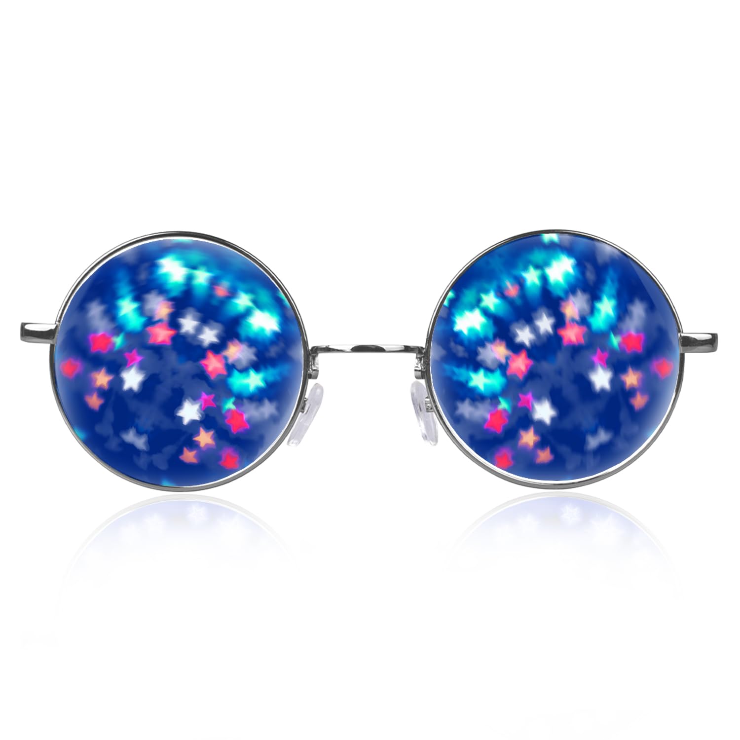 Diffraction Glasses | Hippie and Pilot Style Metal Frames with Mirror Lens and 3D Prism Rainbow Effect