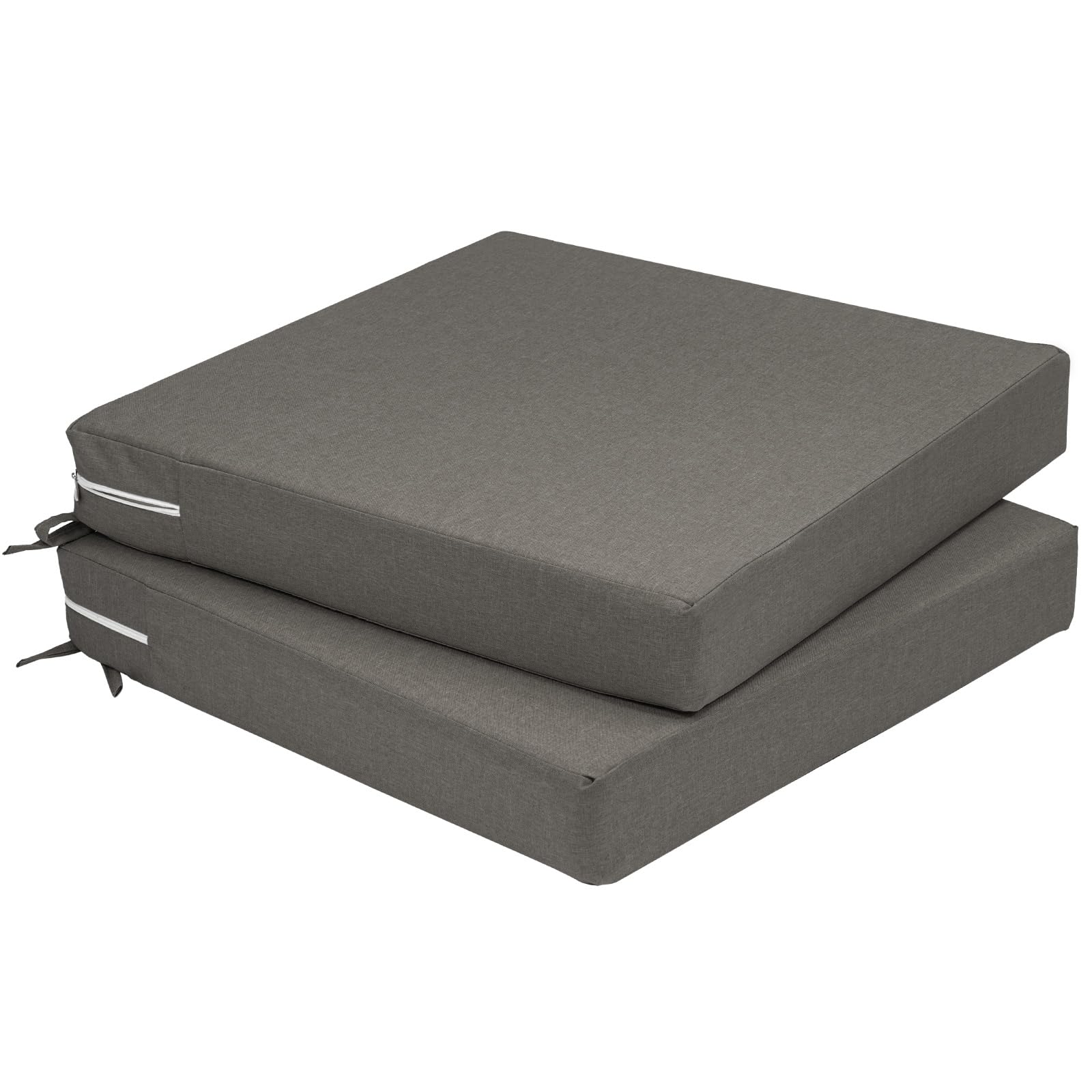 Chair Cushions Set of 2, 50*50*8cm Thick Rattan Garden Waterproof Seat Cushions Pad for Indoor Outdoor Furniture with Ties, Patio Dining Chair Pads with Removable Cover Foam Mat (Dark Grey) โ image 1