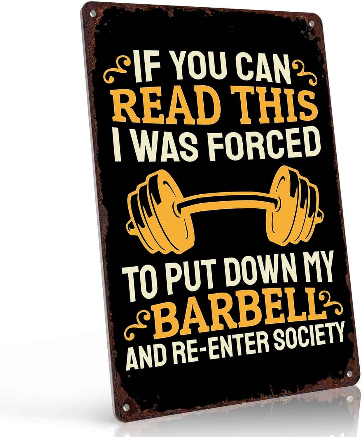Barbell Gym Metal Sign 8 x 12 Inch