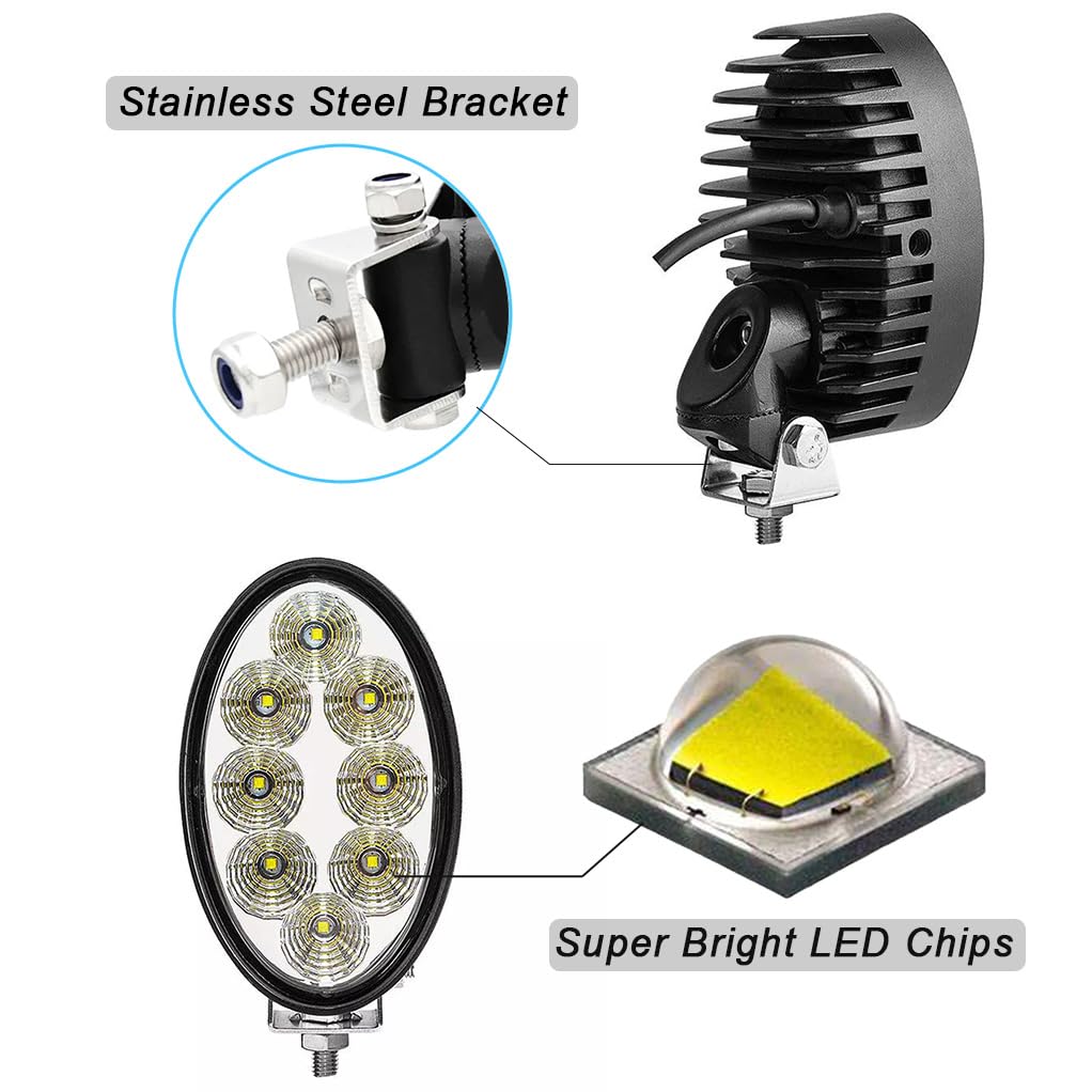 40W Phare de Travail Led Tracteur Ovale 12V/24V Feux de Travail LED Compatible avec John Deere CAT